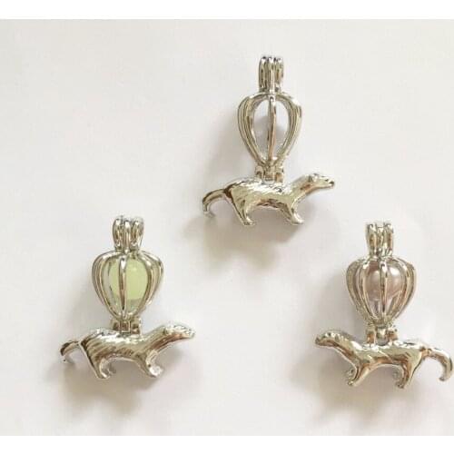 18KGP Weasel Locket Cage, Can Put into 9mm Pearl Gem Bead Cage Pendant Fitting For DIY Fashion Jewelry Mounting
