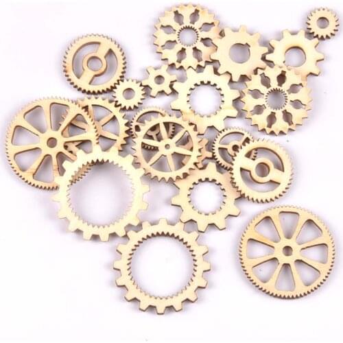 20Pcs mixed wheel gear Wooden Scrapbooking Craft for Embellishments Handmade Diy handicraft Decor 13-40mm MT1816
