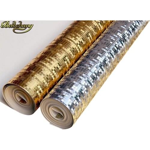 Beibehang 3d modern Square gold foil mosaic wallpaper for bedroom living room backdrop wallpapers Bar KTV decoration wall paper