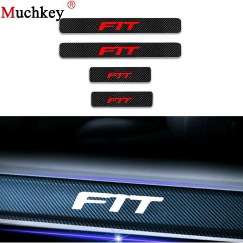 4Pcs Car Door Sill Scuff Plate For Honda Fit Door Threshold Guard 4D Carbon Fiber Vinyl Sticker Protector Car Sticker Auto Part