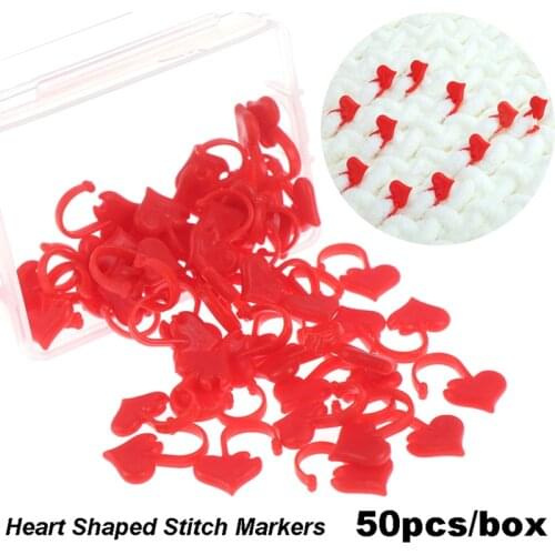 50pcs Heart Shaped Stitch Markers Plastic Knitting Crochet Locking Stitch Knitting Holder Needle Sewing Accessories