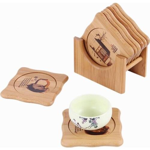 6Pcs/Set Creative Bamboo Tea Coaster Anti-skid Tea Ceremony Heat Insulation Mat Pads Glass Cup Tableware Tray Holder Table Decor