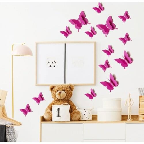 8pcs 3D Butterfly Wall Sticker Double-layer Pearl Butterflies Simulation Paper Butterfly Sticker for Home Party Wedding Decor