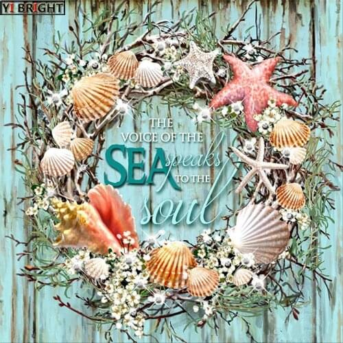 DIY Diamond Embroidery Beautiful Sea-Shell Wreath ross Stitch 5D DIY Diamond mosaic diamond painting rhinestones Christmas gift