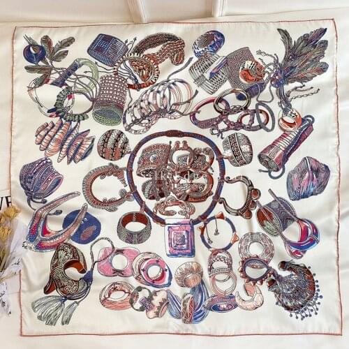 White Silk Scarf Hand Rolled Edges Designer Satin Scarves 90*90cm Square Silk Scarf Top Foulard Femme Soie De Marque De Luxe