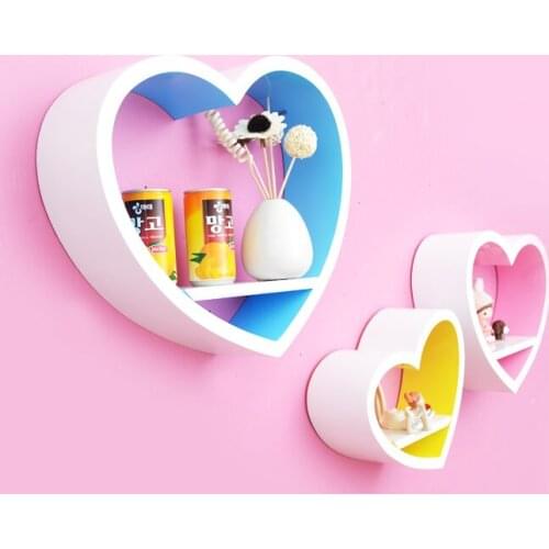 Free shipping Derlook heart clapboard piece set shelf decoration frame wall shelf wall shelf plaid rack 3pcs