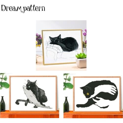 Black cat on the sofa cross stitch package animal 18ct 14ct 11ct cloth cotton thread embroidery DIY handmade needlework