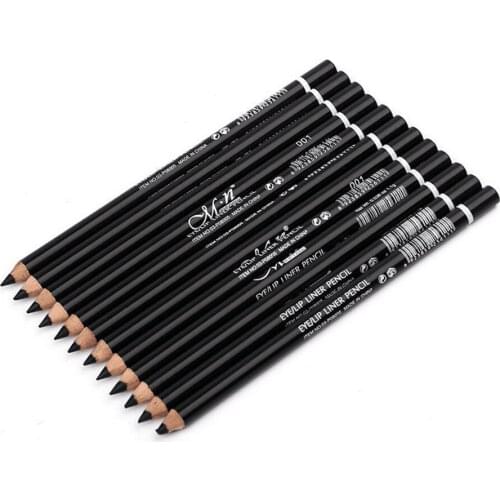 12 Pcs Black Eyeliner Pencil Waterproof Eyebrow Pen Make Up Beauty Comestics Eye Liner Eyes Makeup