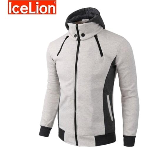 IceLion 2021 Hoodies Men Solid Sweatshirts Zipper Slim Fit Hoody Jacket Fashion Casual Sweatshirt Male Tracksuit Men Moletom