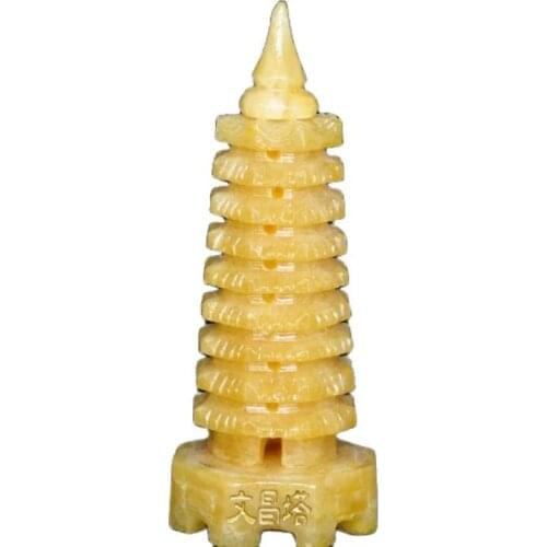 China handmade Natural topaz jade ornaments exquisite pagoda