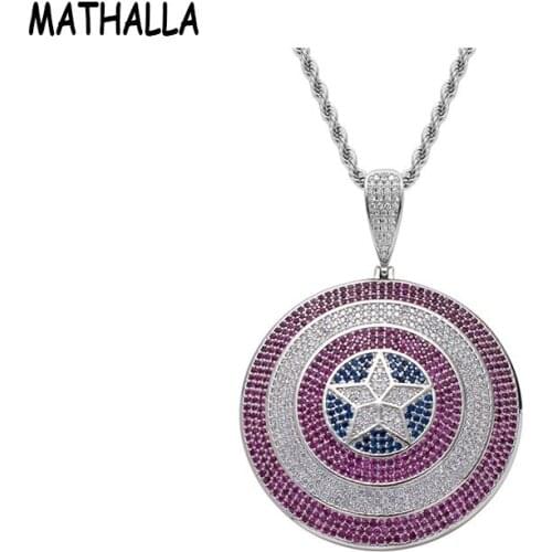 MATHALLA Creative Full Cubic Zircon Mens Pendant Fashion Pattern Necklace Hip Hop Bling Mens Fashion Wear Jewelry
