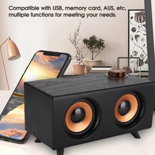 FT-3008 Retro Wooden Mini Bluetooth Speaker Wireless HIFI Stereo Player For Computer Compatible With USB Memory Card AUX