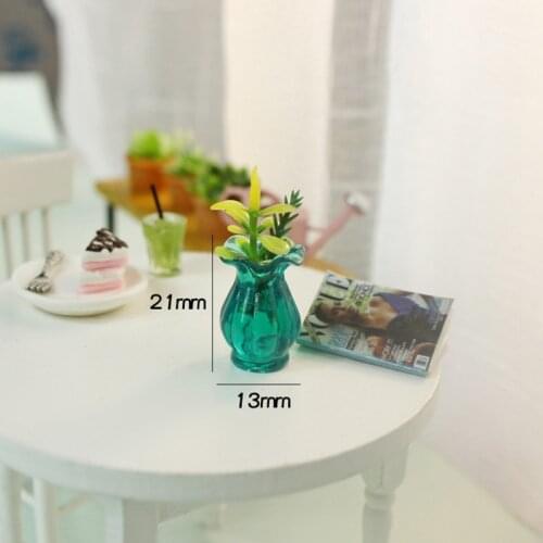 1pcs/set Mixed Dollhouse Miniature 1:12 Pot DIY Kitchen Ceramic Decora vase+flower Dollhouse Accessories