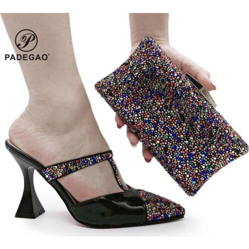Fashion italian shoes with matching bags 9CM african shoes and bags matching set for party italian shoes and bags set
