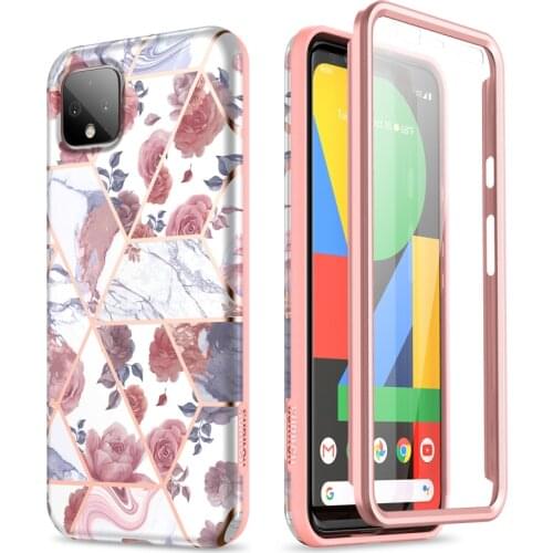 2 in 1 Soft Case for Google Pixel 5 4 4a case with Screen protector Shockproof Flower Case Cover for Pixel 4 XL capa Coque Cover