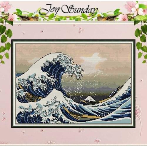 The Great Wave of Kanagawa Counted Cross Stitch Handmade Cross Stitch 11 14CT Cross Stitch Kits Embroidery for Needlework