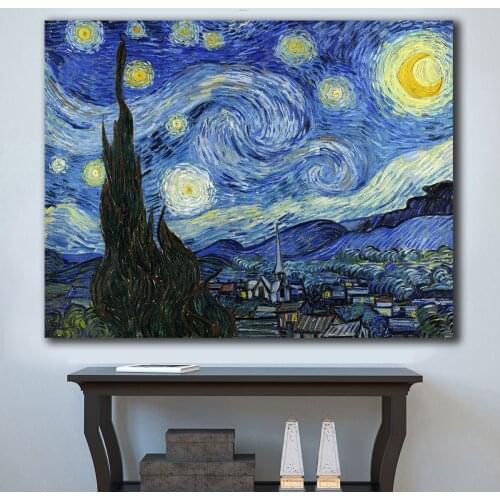 Wall Art Starry Night by Vincent Van Gogh Canvas Painting For Living Room Home Decoration Oil Painting On Canvas Wall Painting