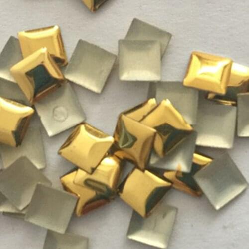 New 200PCS 5*5mm Gold Hotfix Studs Aluminum Pyramid Flat Back Iron on Rhinestuds FlatBack Heat Transfer For DIY Punk Rock Spikes