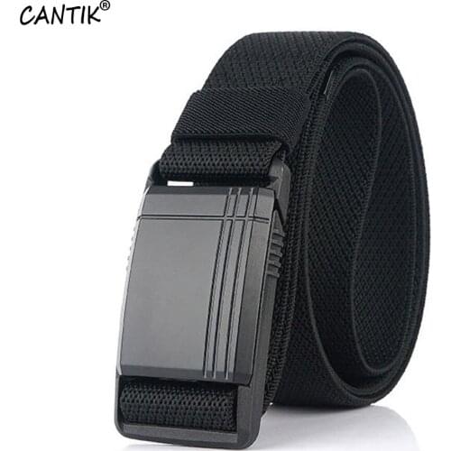 CANTIK New High Quality Fashion Nylon Belt Slide POM Magnetic Hard Plastic Buckle Models Casual Accessories 3.8cm Width CBCA186