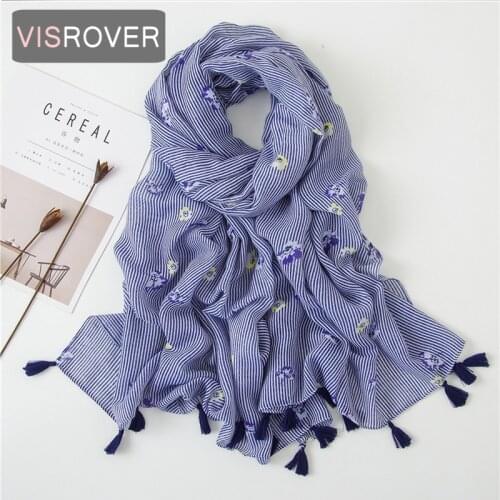 Beach scarf luxury brand viscose big scarf hijab natural strip flower print scarf hair womens scarfs fashionable spring scarve