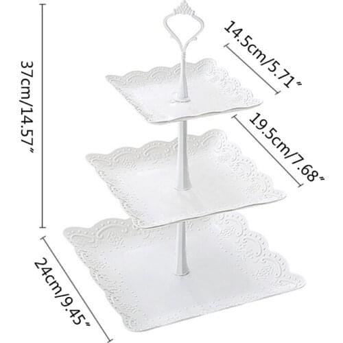 W3JA Cupcake Stand Three Layers Square Round Shape Optional Macaroon Tower Stand Practical and Popular Cake Display