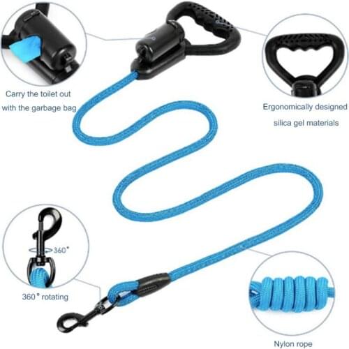 Pet Dog Leash Light Reflective Leash With Soft Rubber Handle Durable Pet Training Running Walking Safety Ropes
