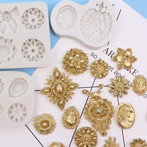 Retro Relief Gem Diamonds Jewelry Silicone 3D Cake Mold Cupcake Decorating Fondant Sugarcrafts Chocolate Mould Baking Tools