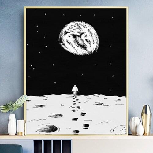 Cartoon Space Astronaut Painting by numbers 50x40cm Universe Planet Exploration Poster Home Decor Painting Wall Art Pictures