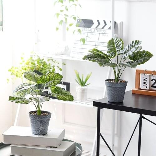 Nordic Simulation Bonsai Potted Artificial Monstera Plants Home Garden Decoration Living Room Desktop Decoration Fake Plants