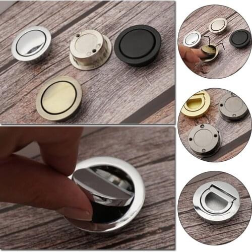 Hidden Metal Cabinet Pulls Handle Stainless Steel Invisible Round Wardrobe Cupboard Drawer Dresser Knobs Furniture Hardware