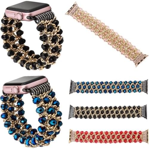 Stylish Agates Stretch Bracelet for Apple Watch Band 38mm 42mm Wristbands for iWatch Series 3 2 1 Strap Beads Watchband Adapters