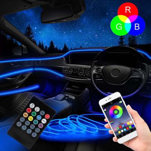 Ambient Lamp Car Interior Light 6 Meter Fiber Optic Atmosphere Lamps Remote Control RGB App Control Car-styling