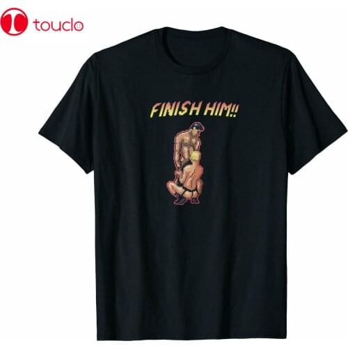 Finish Him!! Bj 16 Bits Video Game Funny Black T-Shirt