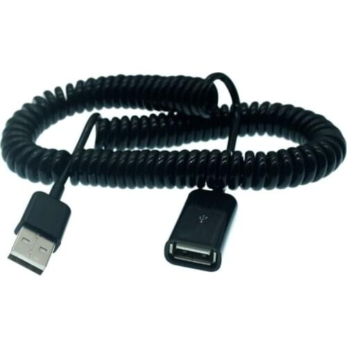 1M/3M USB 2.0 Type A Male to Female Extension Cable Curl Spring Unique Computer Short Cable Black replacement Accessories