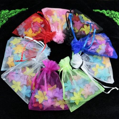 10*15cm 100pcs Candy Jewelry Bag Solid Clear Organza Bags Drawstring Jewelry Gift Pouch Festive Party Supplies