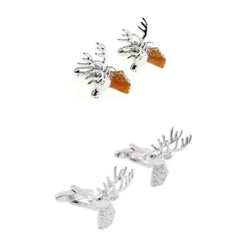 10pairs/lot Antlers Cufflinks Silver Deer Head Cuff Links Shirt Cuff Button Deer Cufflink Christmas Gift Mens Jewelry