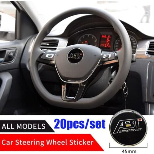20pcs 45mm Steering Wheel Badge Emblem Stickers for Passat B6 B7 CC Golf MK5 MK6 Tiguan car styling car 3d sticker for ABT Logo