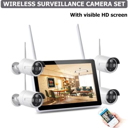 4CH Video Surveillance Camera NVR Kit with Screen IP66 Waterproof Wireless Camera WIFI CCTV Security System Net Video Recorder