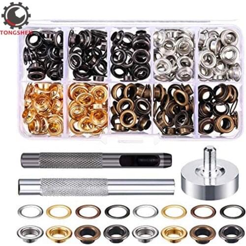 4Color Grommet Kit 200 Sets Grommets Eyelets With Install Tool Kit Metal Eyelets With Grommets For DIY Shoes Clothes Accessory