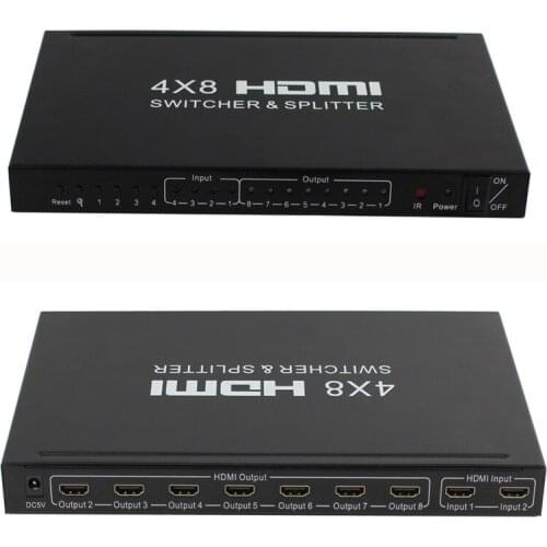 4x8 HDMI Switch Splitter Audio Extractor 4 in 8 out Video Converter 4K 1080P for PS4 PS5 Switch PC DVD To TV Monitor Projector