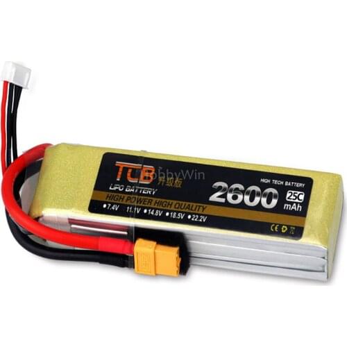 4S 14.8V 2600mAh 25C Upgrade Lipolymer Battery XT60 plug for RC Model Airplane Quadcopter FPV Drone Helicopter