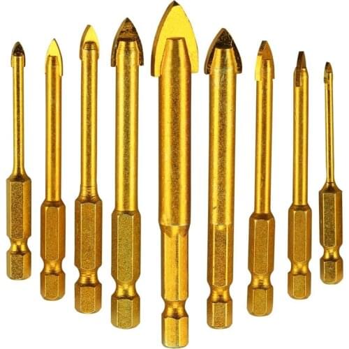 9 pcs. Tile Drill Ceramic Drill Set of Glass Drill Bits Set Hexagon Tile Drill Set Glass Tile Drilling Tool for Mirrors / Glass