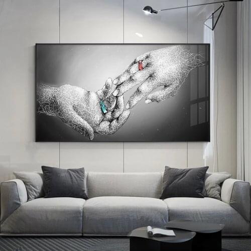 Abstract Oil Paintings on Canvas Kiss Lover and Hand In Hand Posters and Prints Cuadros Pictures for Living Room Decoration