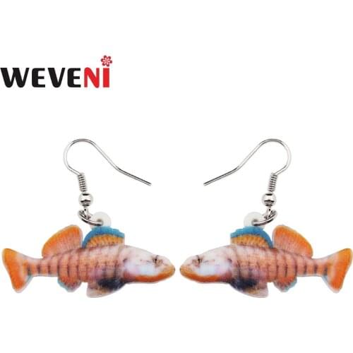 WEVENI Acrylic Darter Fish Earrings Dangle Drop Big Long Ocean Animal For Girl Women Ladies Jewelry Teens Cheap Charms Wholesale