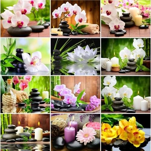 AZQSD Diamond Embroidery Orchid Stone Mosaic Picture Of Rhinestone Diamond Art Painting Flower Cross Stitch Handmade Home Decor