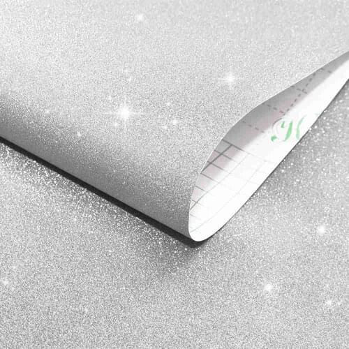 Glitter Contact Paper Peel And Stick Silver Vinyl Bling Self Adhesive Wall Paper For Walls Bedroom Home Decorative And Box Decor