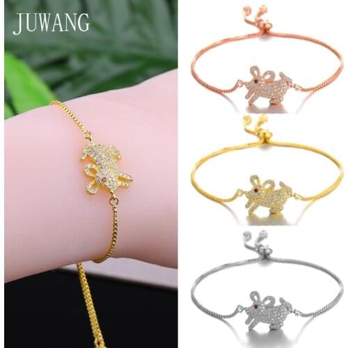 JUWANG 6 Kinds New Fashion Zirconia Pave Setting Charm Bracelets Bangles For Woman Gifts Adjustable Chain Link Bracelet Jewelry