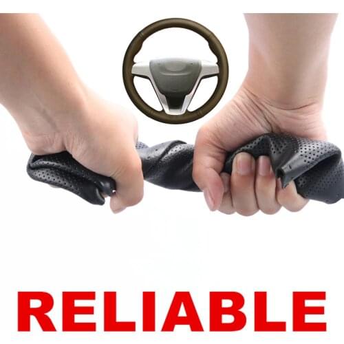 Car Steering Wheel Covers Black PU Artificial Leather Hand-stitched For Lada Vesta Xray 2015-2019