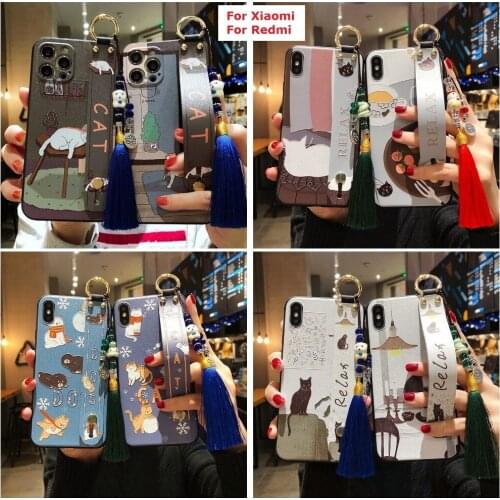 Sumkeymi Wrist Strap Phone Case For Redmi K20 Pro Ultra K40 Pro Case For Xiaomi POCO X3 NFC A3 Lite Cute Cat Soft TPU Cover