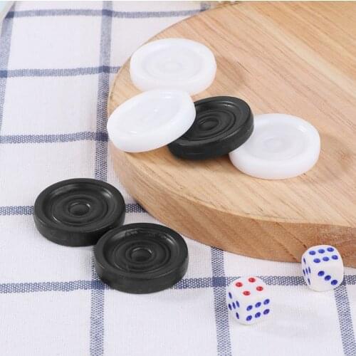 30pcs Black & White Backgammon Chess Plastic International Draughts Checkers PXPF
